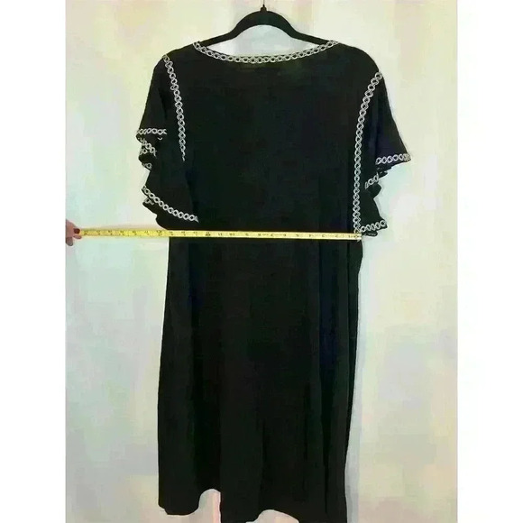 Max Studio Plus 1X Black Flutter Sleeve Knee Length Dress Women - Picture 7 of 14